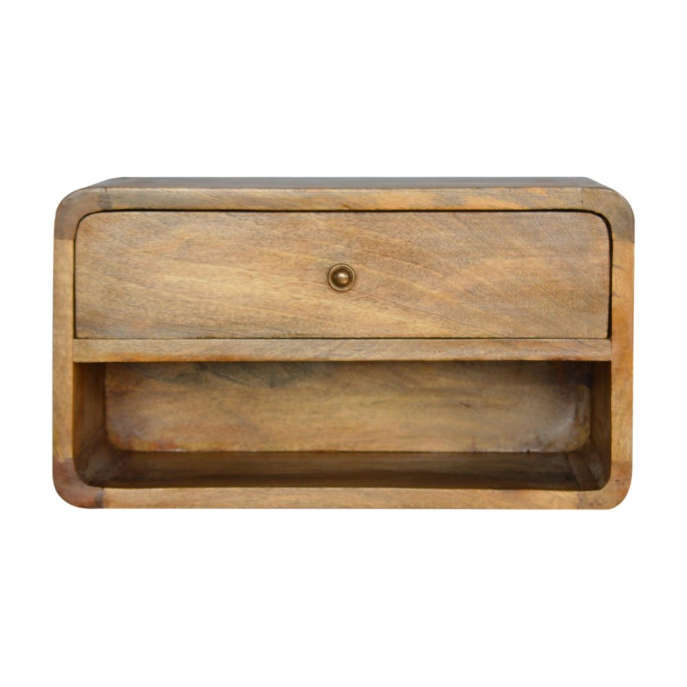 18" Natural Solid Wood One Drawer Floating Nightstand