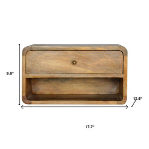 18" Natural Solid Wood One Drawer Floating Nightstand