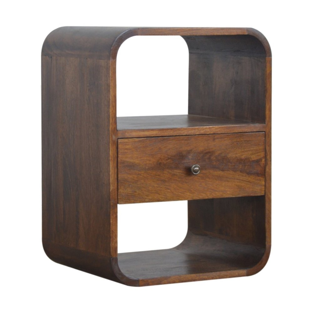 22" Brown Solid Wood One Drawer Nightstand