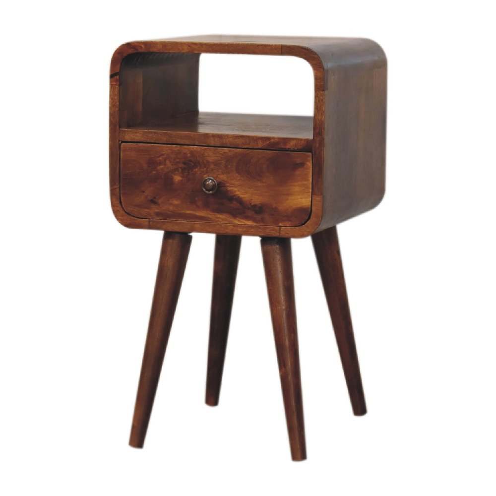 22" Chestnut Solid Wood Square One Drawer Nightstand