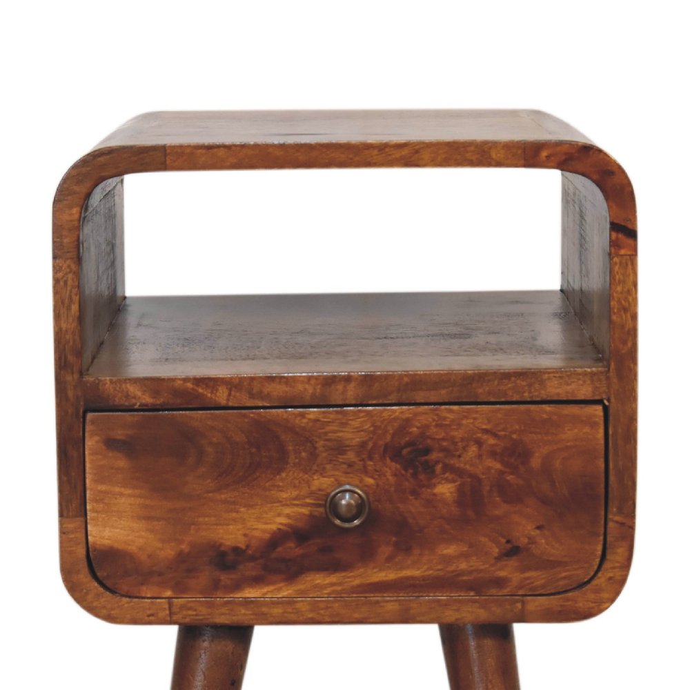 22" Chestnut Solid Wood Square One Drawer Nightstand