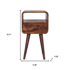 22" Chestnut Solid Wood Square One Drawer Nightstand