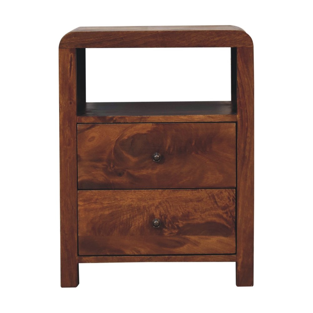 24" Chestnut Solid Wood Two Drawer Nightstand