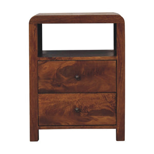 24" Chestnut Solid Wood Two Drawer Nightstand
