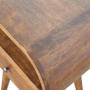21" Brown Solid Wood Oval One Drawer Nightstand