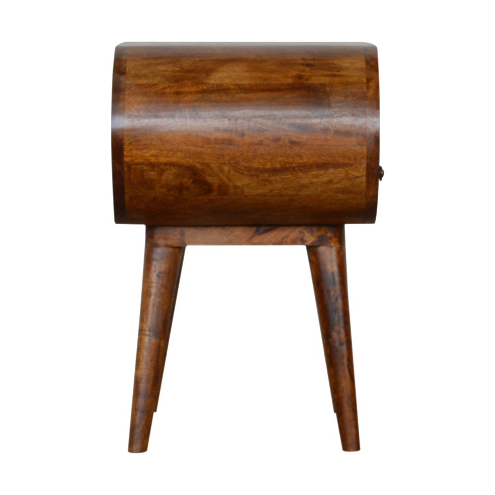 21" Brown Solid Wood Oval One Drawer Nightstand