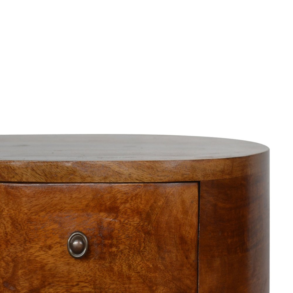 21" Chestnut Solid Wood Oval Two Drawer Nightstand