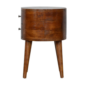 21" Chestnut Solid Wood Oval Two Drawer Nightstand
