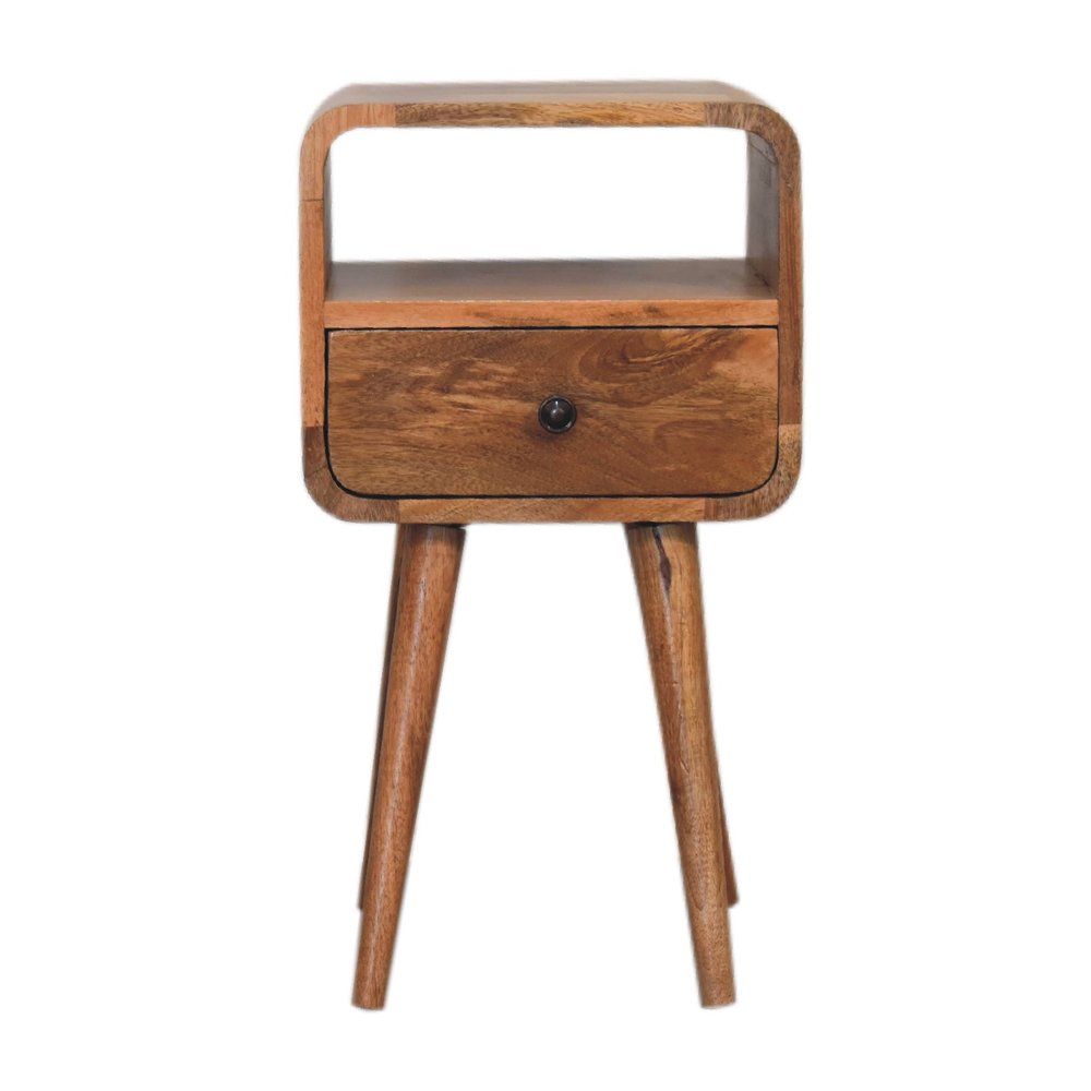 22" Oak Solid Wood Square One Drawer Nightstand