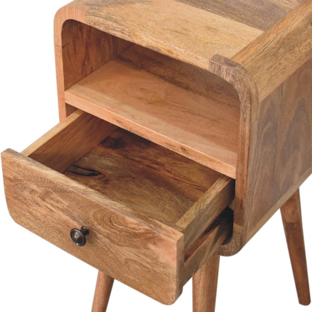 22" Oak Solid Wood Square One Drawer Nightstand