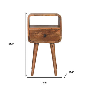 22" Oak Solid Wood Square One Drawer Nightstand