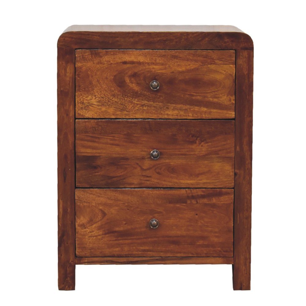 24" Chestnut Solid Wood Three Drawer Nightstand