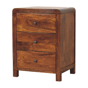 24" Chestnut Solid Wood Three Drawer Nightstand