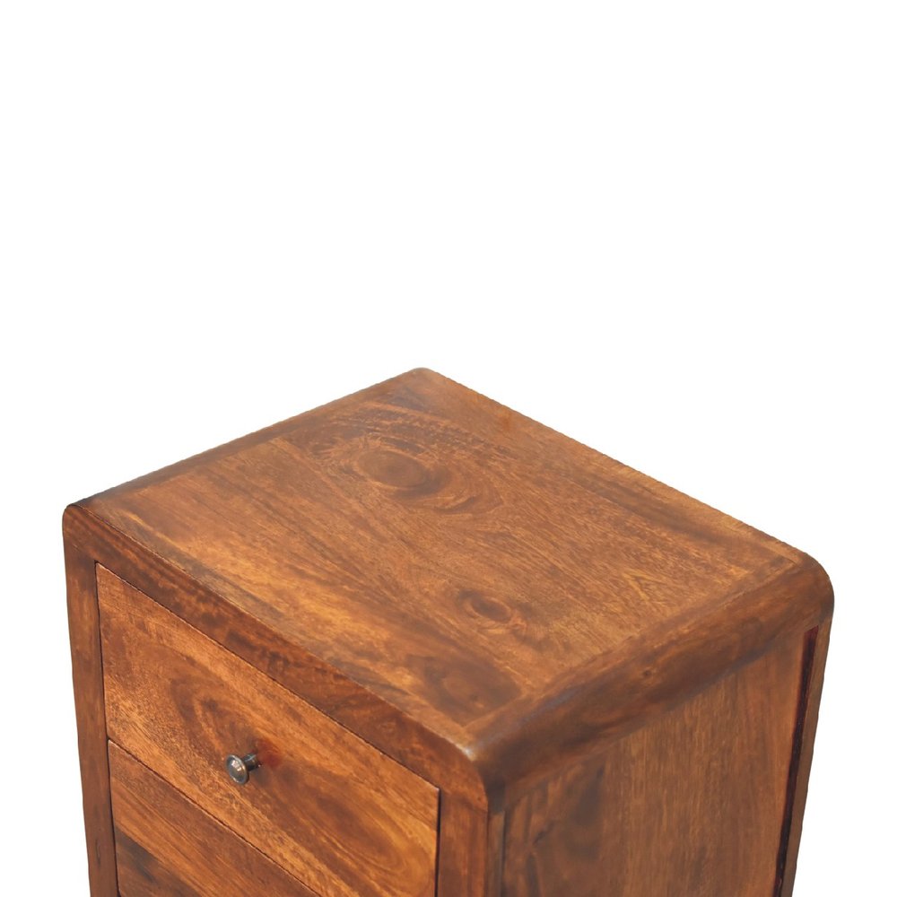 24" Chestnut Solid Wood Three Drawer Nightstand
