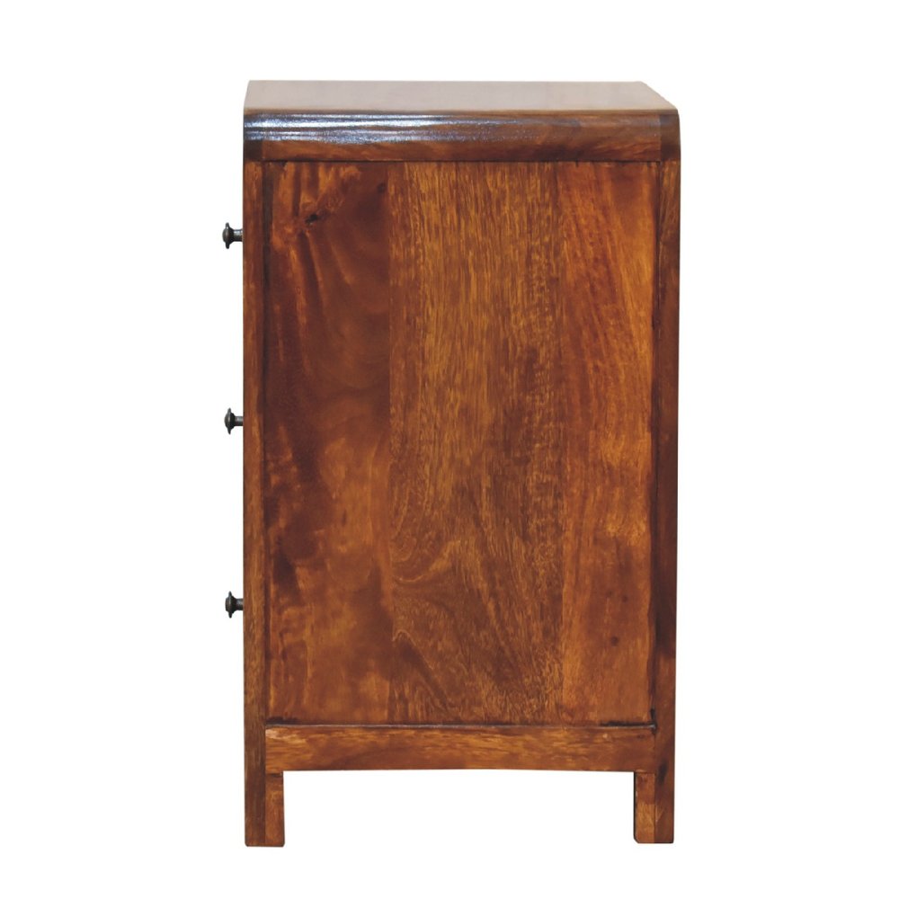 24" Chestnut Solid Wood Three Drawer Nightstand