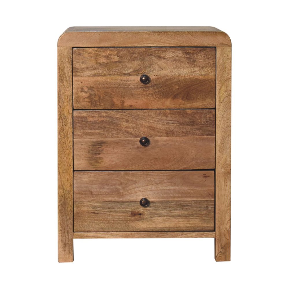 24" Oak Solid Wood Three Drawer Nightstand