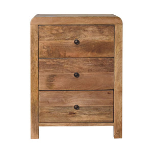 24" Oak Solid Wood Three Drawer Nightstand
