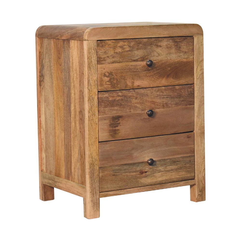 24" Oak Solid Wood Three Drawer Nightstand