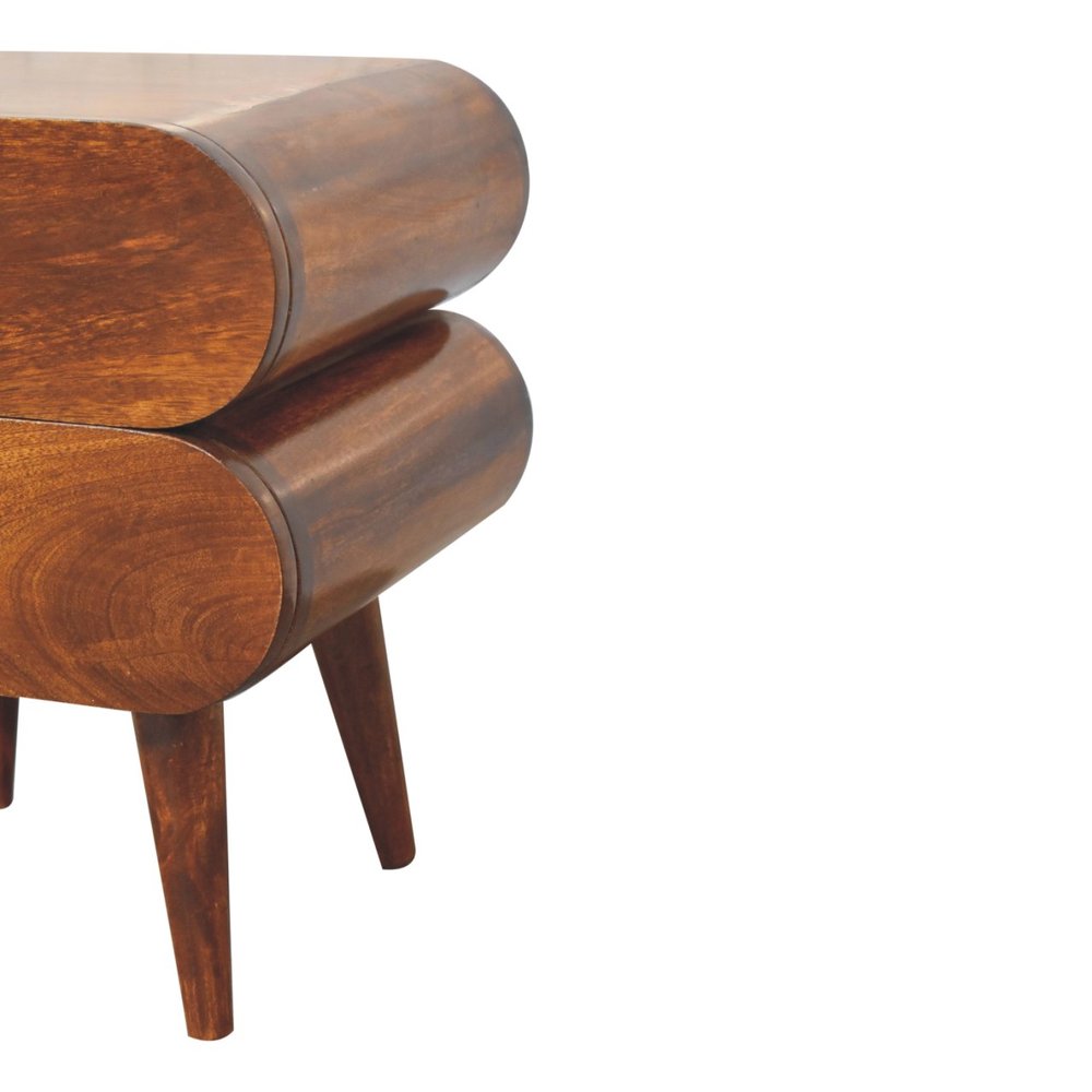 20" Chestnut Solid Wood Two Drawer Nightstand