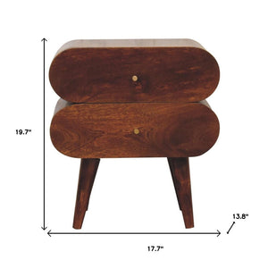 20" Chestnut Solid Wood Two Drawer Nightstand