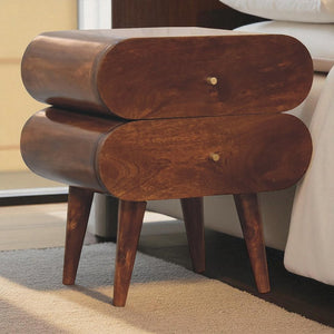 20" Chestnut Solid Wood Two Drawer Nightstand