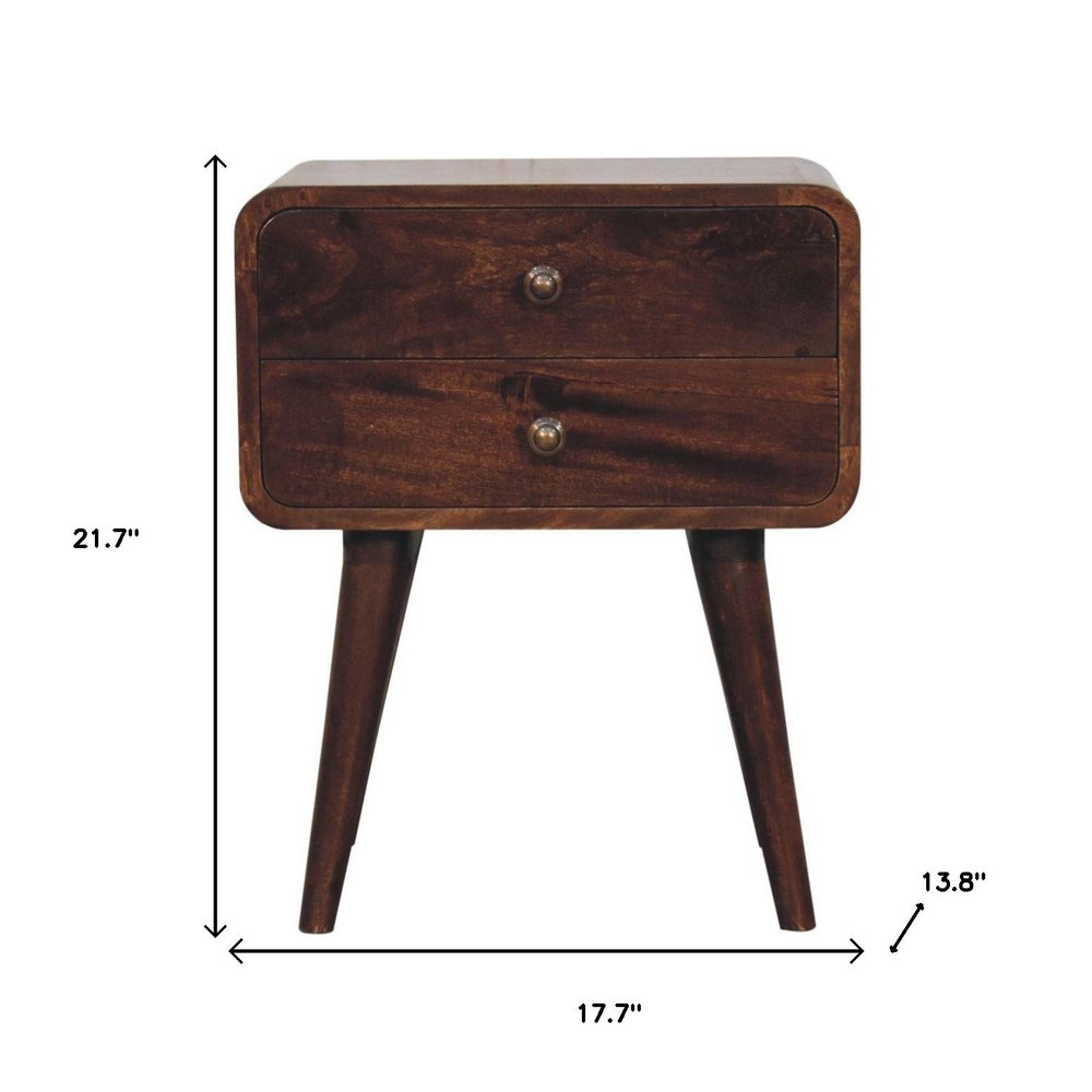 22" Chestnut Solid Wood Two Drawer Nightstand