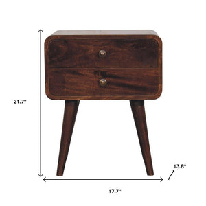 22" Chestnut Solid Wood Two Drawer Nightstand