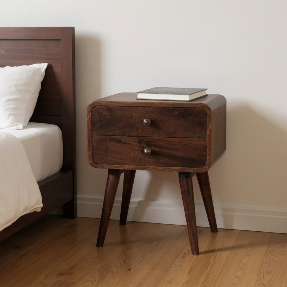 22" Chestnut Solid Wood Two Drawer Nightstand