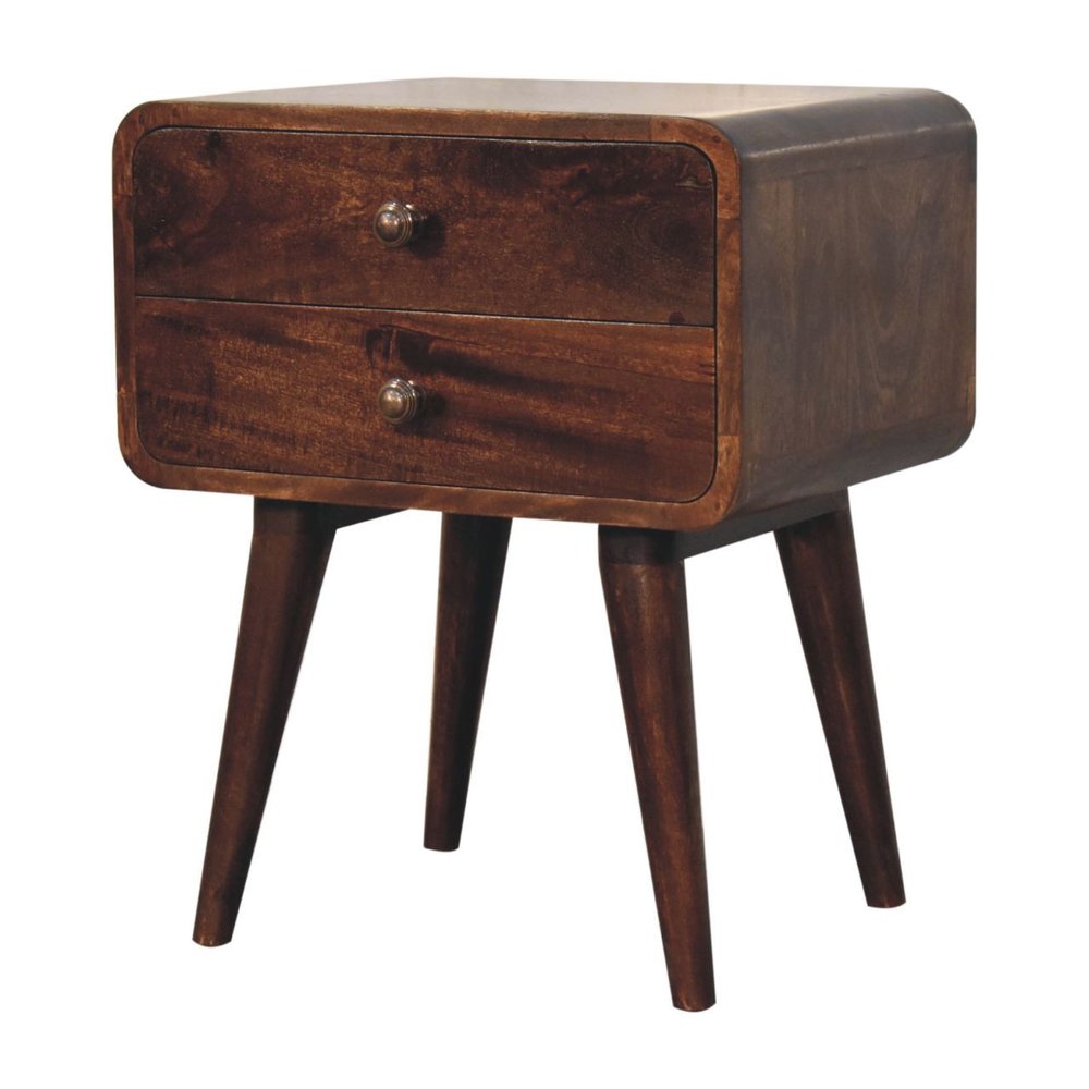 22" Chestnut Solid Wood Two Drawer Nightstand