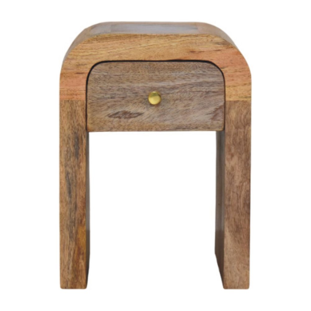 16" Beige Solid Wood One Drawer Nightstand