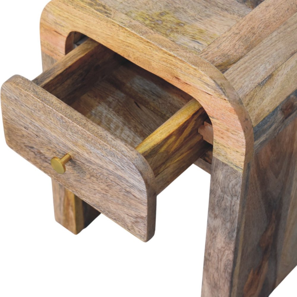 16" Beige Solid Wood One Drawer Nightstand
