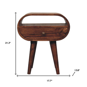 21" Brown Solid Wood Oval One Drawer Nightstand