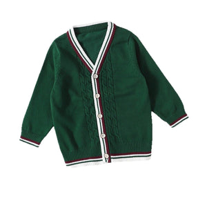 Boys' Knitted Cardigan Sweater - Lightweight V-neck Pullover, Suitable For Outdoor Wear In Spring And Autumn