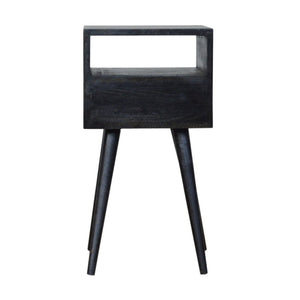 22" Black Solid Wood Square One Drawer Nightstand
