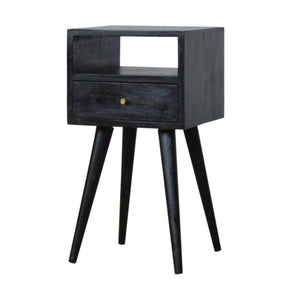 22" Black Solid Wood Square One Drawer Nightstand