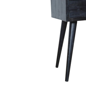 22" Black Solid Wood Square One Drawer Nightstand