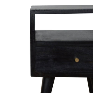 22" Black Solid Wood Square One Drawer Nightstand