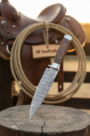 European Carving Knife Damascus Blade Wooden Handle Fixed Blade Tool