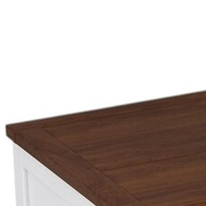 White Wood Full Murphy Bed With USB And Drawer