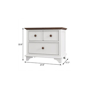 23" White Wood Two Drawer Nightstand