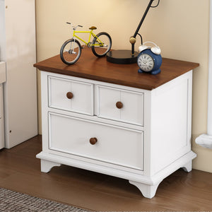 23" White Wood Two Drawer Nightstand