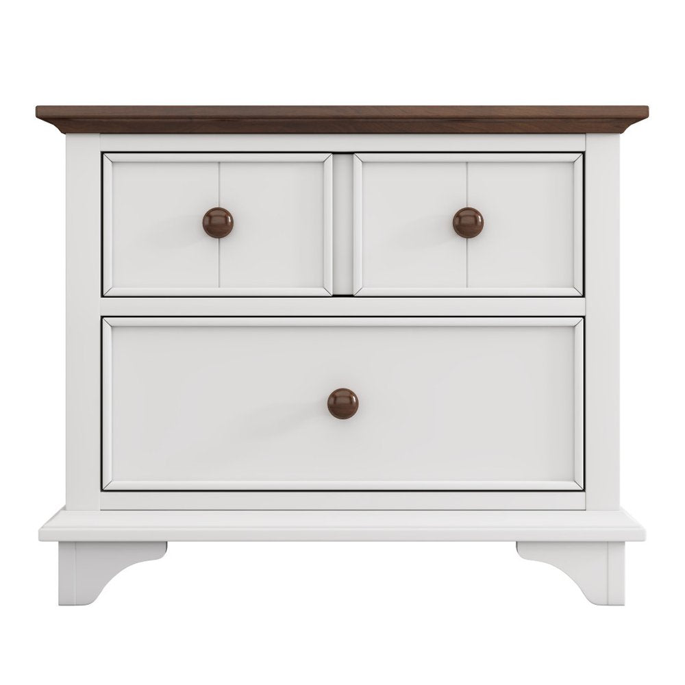23" White Wood Two Drawer Nightstand