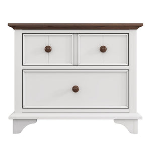 23" White Wood Two Drawer Nightstand