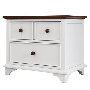 23" White Wood Two Drawer Nightstand