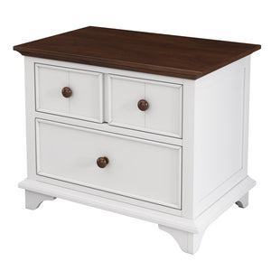 23" White Wood Two Drawer Nightstand