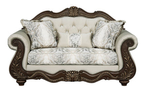 Pierce Loveseat With 3 Pillows - Beige / Cherry