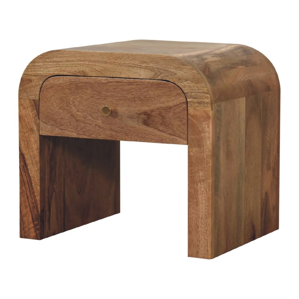 16" Brown Solid Wood One Drawer Nightstand
