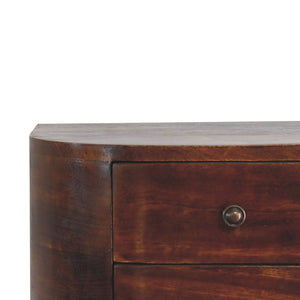 18" Brown Solid Wood Round Two Drawer Floating Nightstand