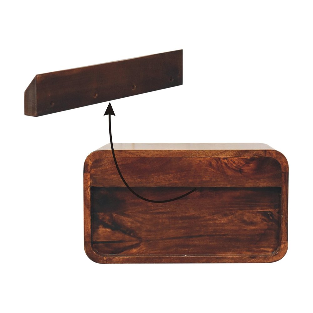 18" Brown Solid Wood Two Drawer Floating Nightstand