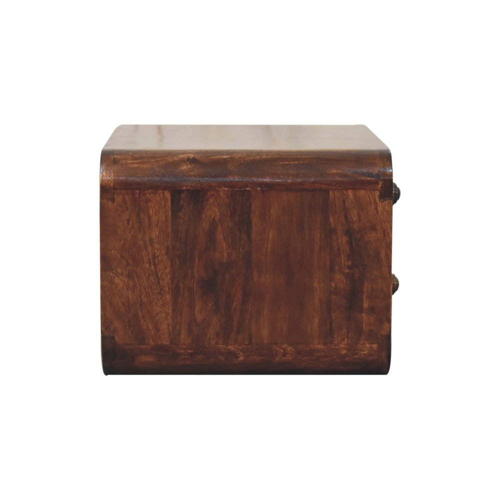 18" Brown Solid Wood Two Drawer Floating Nightstand